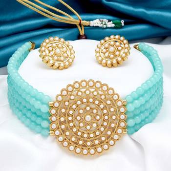 Gold Plated Latest Choker Design Traditional Stylish Fancy Pearl Necklace Jewellery Set for Women 3