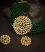 Gold Plated Latest Choker Design Traditional Stylish Fancy Pearl Necklace Jewellery Set for Women