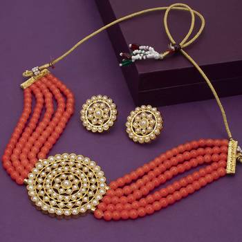 Gold Plated Latest Choker Design Traditional Stylish Fancy Pearl Necklace Jewellery Set 2