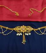 LALSO Beautiful Pearl Work Golden Bridal Kamarband Waist Belt  - LBCKB_16