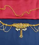 LALSO Beautiful Pearl Work Golden Bridal Kamarband Waist Belt  - LBCKB_15