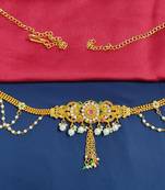 LALSO Beautiful Pearl Work Golden Bridal Kamarband Waist Belt  - LBCKB_11