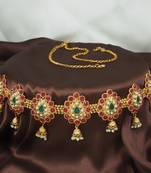 LALSO Beautiful Gold Plated Multicolour Jhumki Style Ball Chain Kamarband Waistbelt Jewelry - LBCKB_06