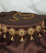 LALSO Beautiful Gold Plated Multicolour Jhumki Style Ball Chain Kamarband Waistbelt Jewelry - LBCKB_07