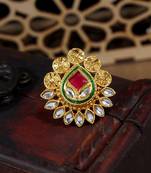 LALSO Stunning Kundan Work Ruby Adjustable Finger Ring - LKFR_12
