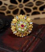 LALSO Stunning Kundan Work Ruby Adjustable Finger Ring - LKFR_13