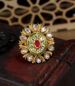 LALSO Stunning Kundan Work Ruby Adjustable Finger Ring - LKFR_14