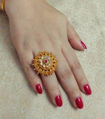 LALSO Designer Gold Finished Adjustable Finger Rings - LGFR_05 1