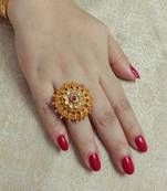 LALSO Designer Gold Finished Adjustable Finger Rings - LGFR_05