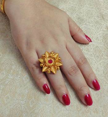 LALSO Designer Gold Finished Adjustable Finger Rings - LGFR_04 1