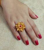 LALSO Designer Gold Finished Adjustable Finger Rings - LGFR_04