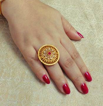 LALSO Designer Gold Finished Adjustable Finger Rings - LGFR_02 1