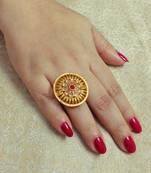 LALSO Designer Gold Finished Adjustable Finger Rings - LGFR_02