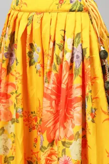 Engrossing Yellow Floral Designer Lehenga with rich embroidered Peach Blouse and Dupatta