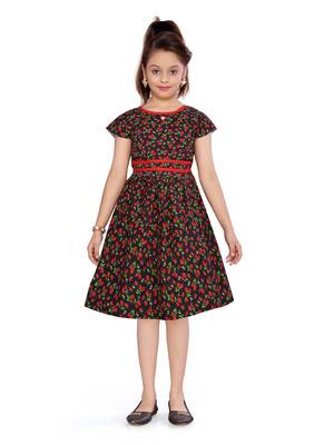 Red woven cotton kids-frocks 1