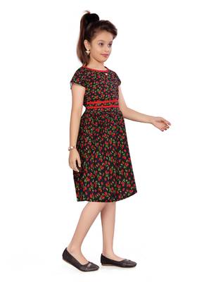 Red woven cotton kids-frocks 3