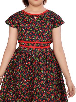 Red woven cotton kids-frocks 5