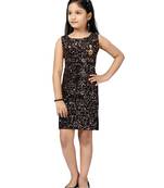 Black woven blended cotton kids-frocks