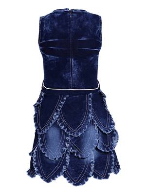 Blue woven cotton kids-frocks 2