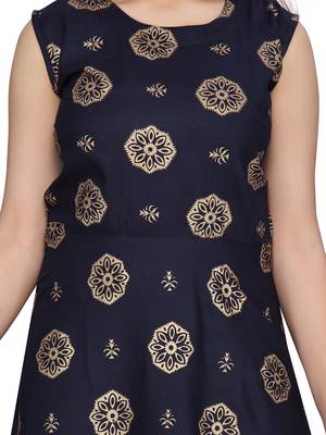 Blue plain pure cotton kids-frocks 5