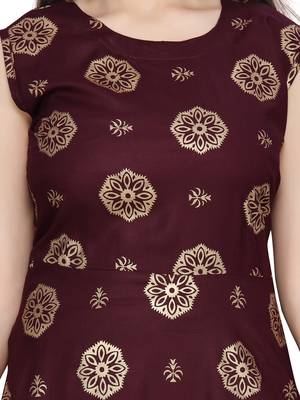 Maroon plain pure cotton kids-frocks 5