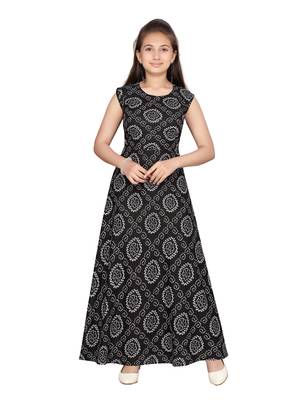 Black printed pure cotton kids-frocks 1