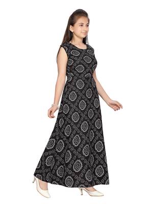 Black printed pure cotton kids-frocks 2