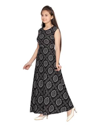 Black printed pure cotton kids-frocks 3