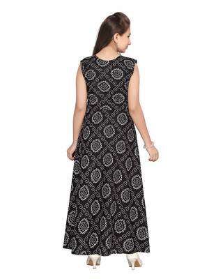 Black printed pure cotton kids-frocks 4