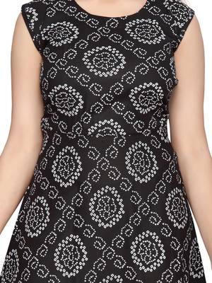 Black printed pure cotton kids-frocks 5