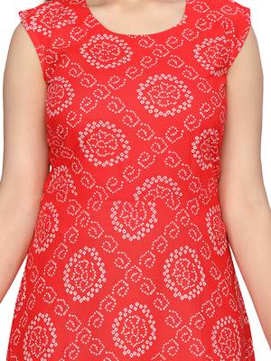 Red printed pure cotton kids-frocks 5