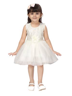 White embroidered nylon kids-frocks 1