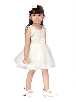 White embroidered nylon kids-frocks 2