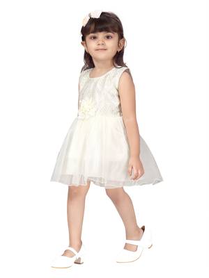 White embroidered nylon kids-frocks 3