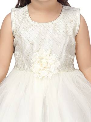 White embroidered nylon kids-frocks 5