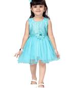 Green embroidered nylon kids-frocks