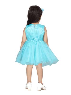 Green embroidered nylon kids-frocks 4