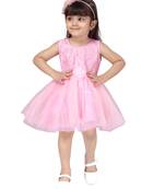 Pink embroidered nylon kids-frocks