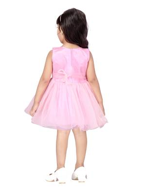 Pink embroidered nylon kids-frocks 4