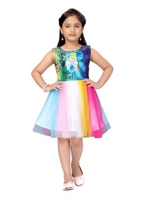 Multicolor printed nylon kids-frocks 1