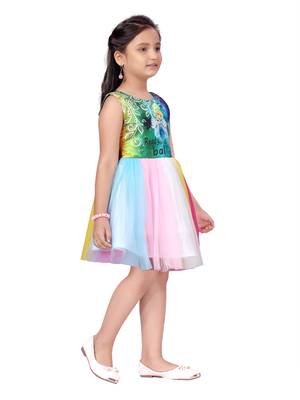 Multicolor printed nylon kids-frocks 2