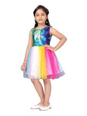 Multicolor printed nylon kids-frocks 3