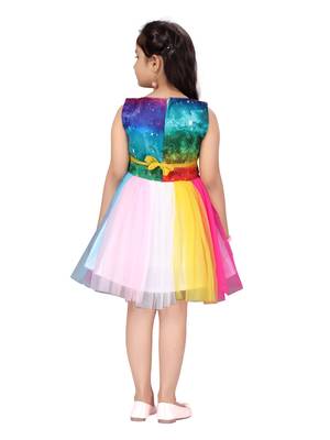 Multicolor printed nylon kids-frocks 4
