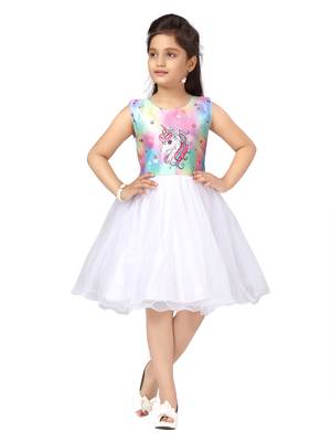 White printed nylon kids-frocks 1