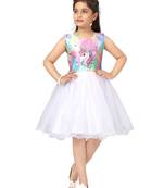 White printed nylon kids-frocks