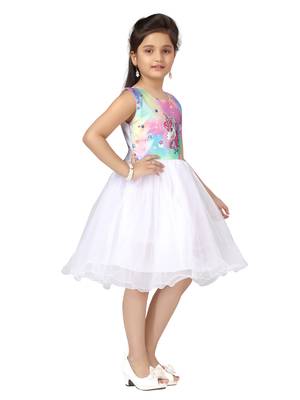 White printed nylon kids-frocks 2
