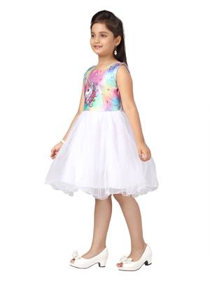 White printed nylon kids-frocks 3