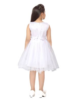 White printed nylon kids-frocks 4