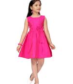 Pink plain silk kids-frocks