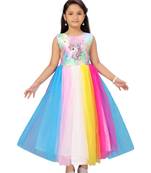 Multicolor woven net kids-girl-gowns